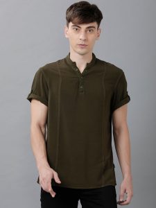 Men Half Placket Mandarin Collar Shirt/Kurta
