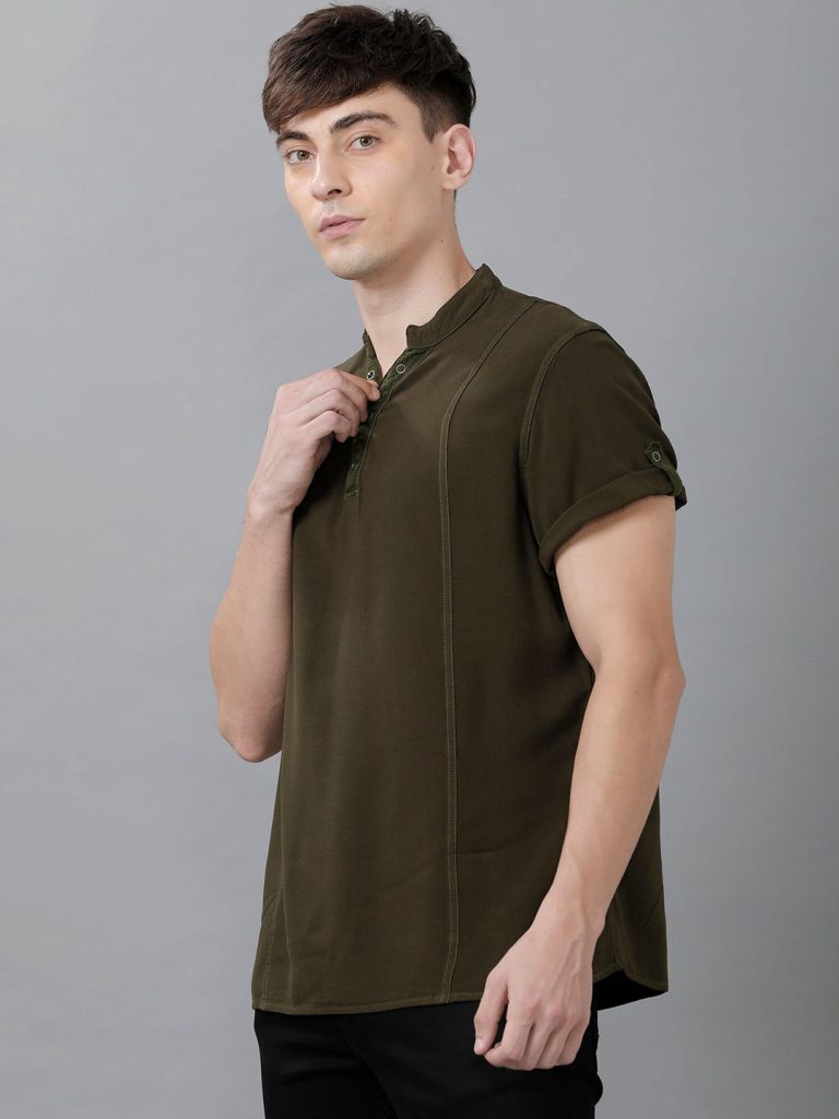 Men Half Placket Mandarin Collar Shirt/Kurta