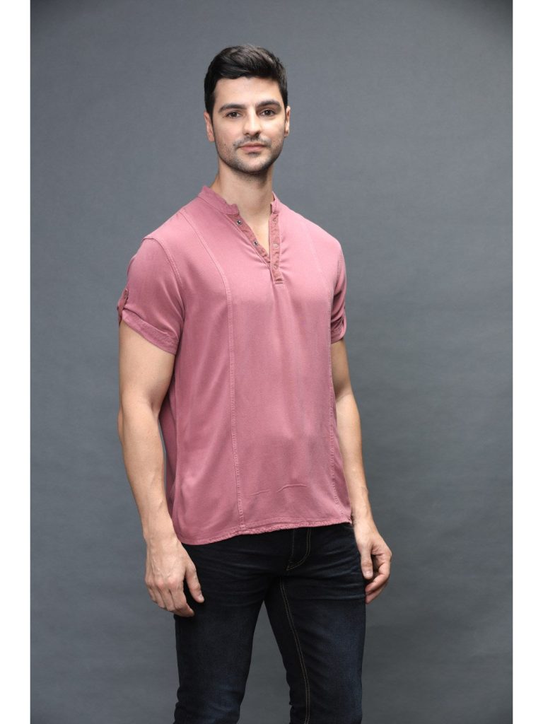 Men Half Placket Mandarin Collar Shirt/Kurta